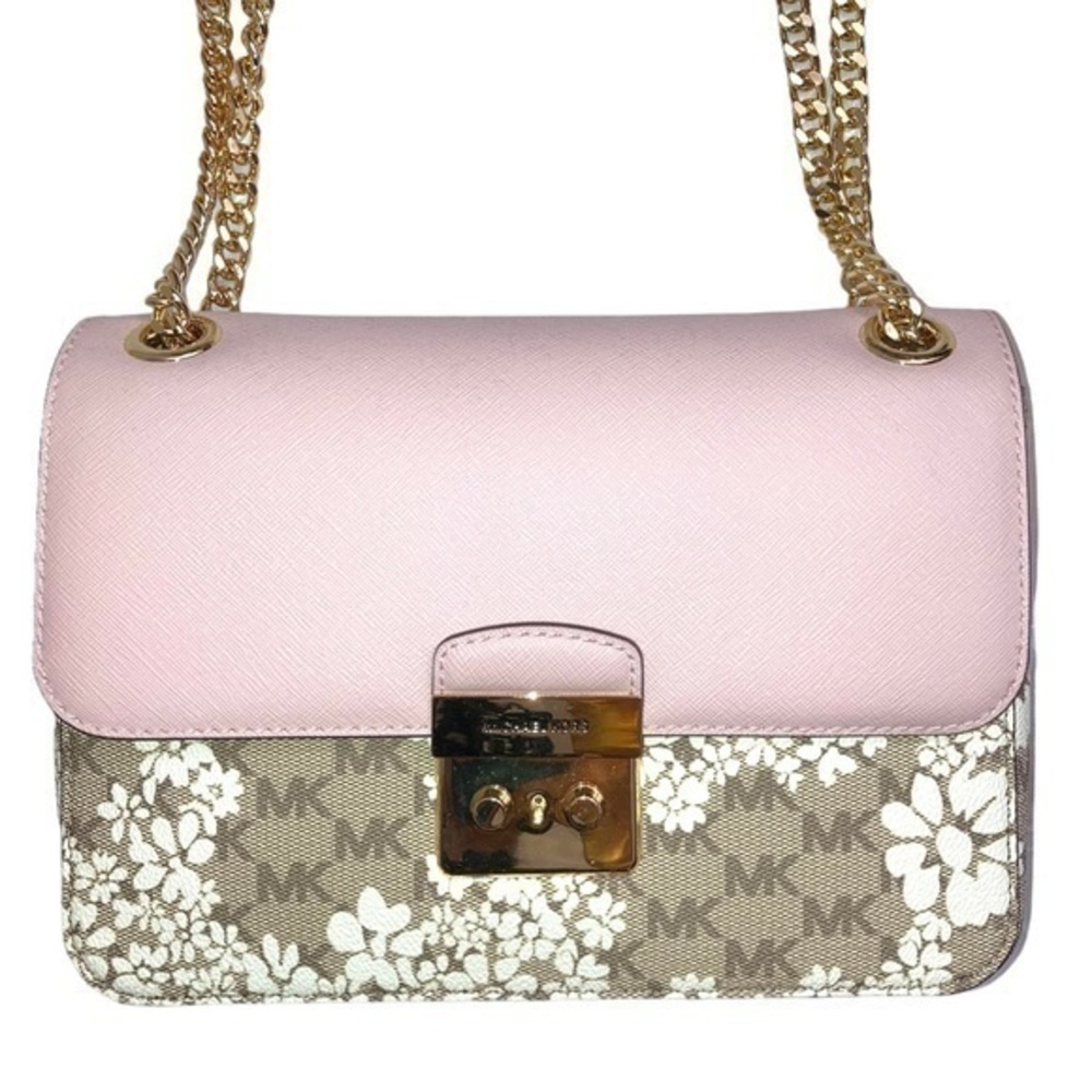 Michael kors Brandi natural floral pink bag new nwt rare